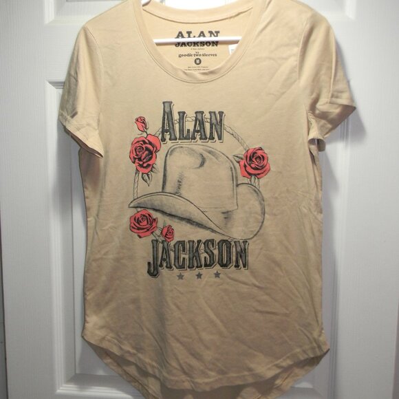 Goodie Two Sleeves Tops - Goodie Two Sleeves Tan Alan Jackson Tee Medium NWT Country Music Cowboy Hat